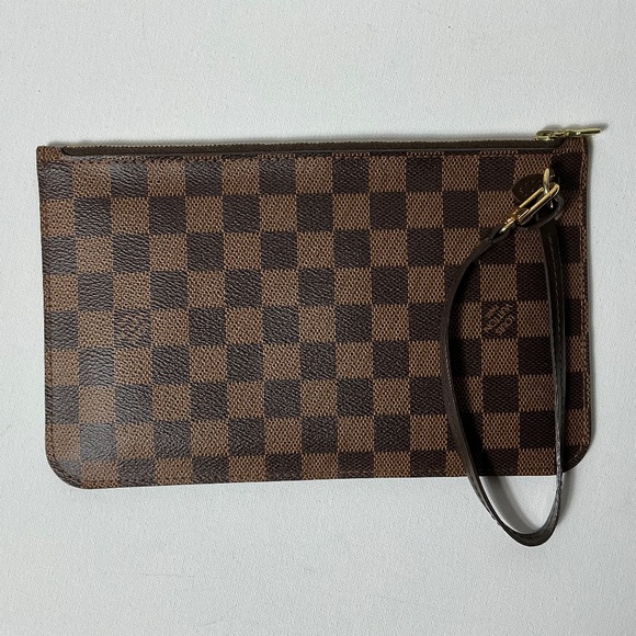 Louis Vuitton Brown Canvas Neverfull Pochette GM Pouch Wristlet with Bag - Picture 3 of 10